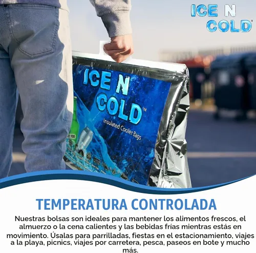 Vista 5 de ICE N COLD Bolsas de refrigeración aisladas para pícnic/compras (paquete de dos) para comestibles, camping, senderismo, playa, viajes, ligero
