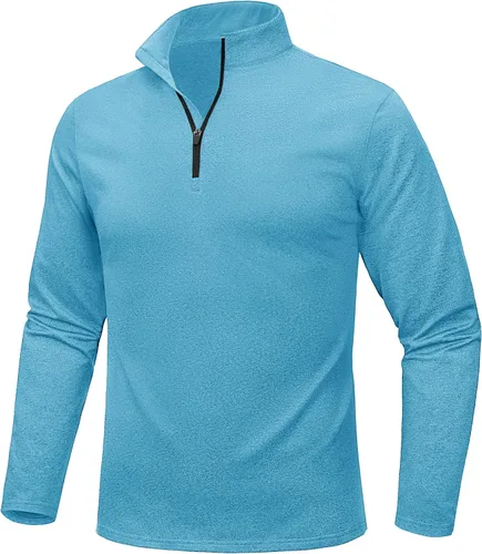 Vista 25 de MAGCOMSEN Sudadera de golf de manga larga con forro polar para hombre, con cremallera de 1/4, térmica, para correr
