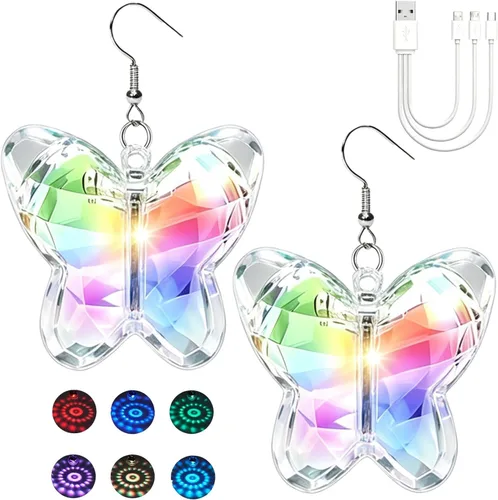 Vista 5 de RAHAN Pendientes LED Bola Disco 16 Colores Luz, Luz Recargable Proyectando Iluminar Multi