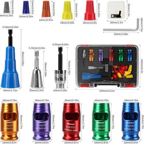 Vista 5 de Herramienta profesional pelacables para taladro, construcción duradera totalmente metálica para cables de 6 a 14 AWG, pelado rápido y fácil
