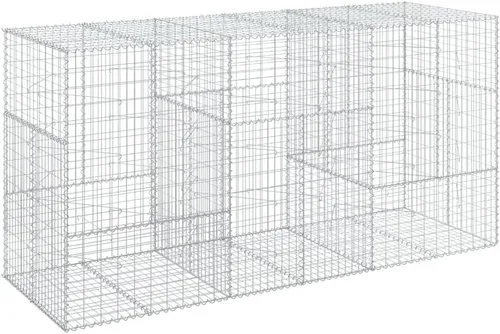 Vista 89 de vidaXL Cesta de gavión con tapa, 39.4 x 19.7 x 39.4 pulgadas, hierro galvanizado rectangular, resistente a la intemperie, montaje sin herramientas