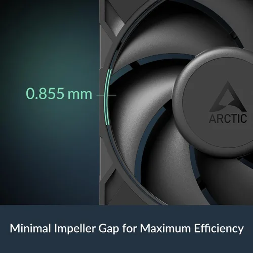 Vista 9 de ARCTIC P12 Pro - Potente Ventilador Premium, Ventilador PWM de 120 mm, 600-3000 RPM, 0 RPM <5% PWM, Rodamiento de Fluido Dinámico, 4-Pin - Negro