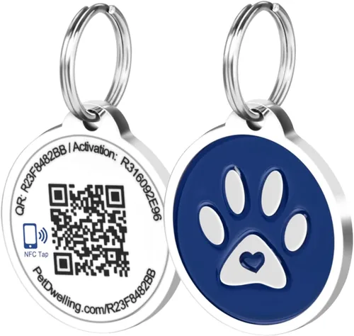 Vista 12 de Pet Dwelling Etiquetas inteligentes de identificación de mascotas QR + NFC para perros, duraderas e impermeables, etiquetas inteligentes
