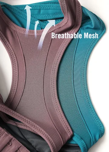 Vista 6 de SYROKAN Sujetador deportivo para mujer, parte delantera ajustable, soporte de alto impacto, acolchado, espalda cruzada, talla grande, brasier