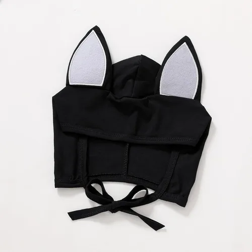 Vista 4 de YOUNGER TREE Conjunto de ropa de invierno para bebés y niñas pequeñas, con capucha de murciélago negro, con bolsillo y cremallera
