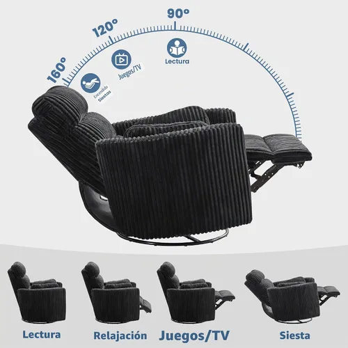Vista 3 de SUNWAVE Silla reclinable reclinable de gran tamaño de 40 pulgadas para Negro