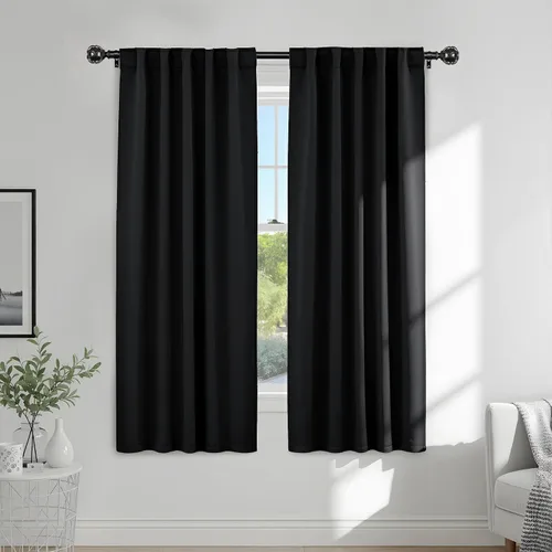 Vista 118 de PONY DANCE Cortinas cortas con aislamiento térmico para ventana pequeña, para guardería, baño, cocina, lavandería, caravana, sótano, 29 pulgadas
