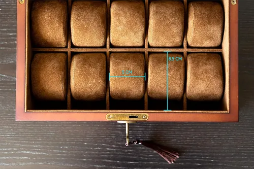 Vista 5 de Estuche de almacenamiento de relojes de Caddy Bay, estilo retro, de madera y cristal, ventana transparente, puede guardar más de 10 relojes