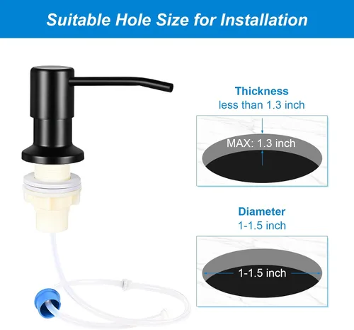Vista 5 de Dispensador de Jabón Cejiuga para Fregadero de Cocina, Dispensador de Jabón Integrado Mejorado, Dispensador de Jabón de Encimera con Bomba y Kit