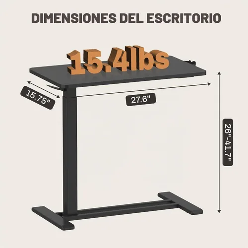 Vista 8 de FLEXISPOT Escritorio Móvil de Pie con Ruedas Escritorio Neumático para Laptop Carrito de Computadora Rodante Móvil Altura Ajustable Pequeño Negro