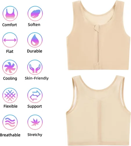 Vista 3 de XUJI Transgender FTM - Carpeta transpirable con cremallera y medio pecho