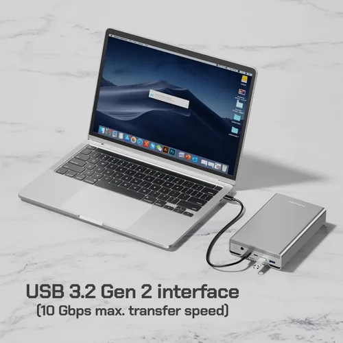 Vista 3 de Avolusion PRO-G1 Series 8TB USB 3.2 Gen 2 (10Gbps) Disco duro externo USB-C con HUB USB para PC de escritorio Windows o MacOS (Plata)