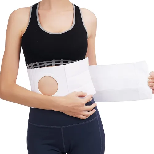 Vista 8 de Cinturón de ostomía médica Cinturón de soporte para hernia de ostomía y hernia abdominal, soporte de estoma para pacientes con colostomía