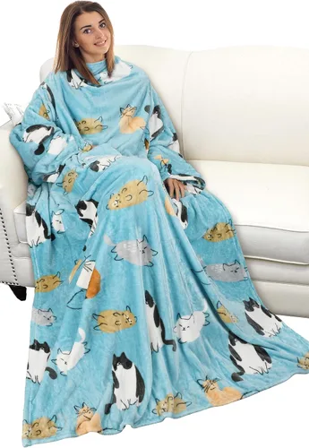 Vista 24 de Catalonia Manta con mangas para mujeres y hombres, manta de forro polar Perro gris