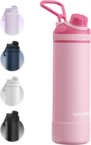 Vista 19 de Botella de agua aislada de 24 onzas, acero inoxidable al vacío de doble pared, diseño de boca ancha, botella reutilizable a prueba de fugas