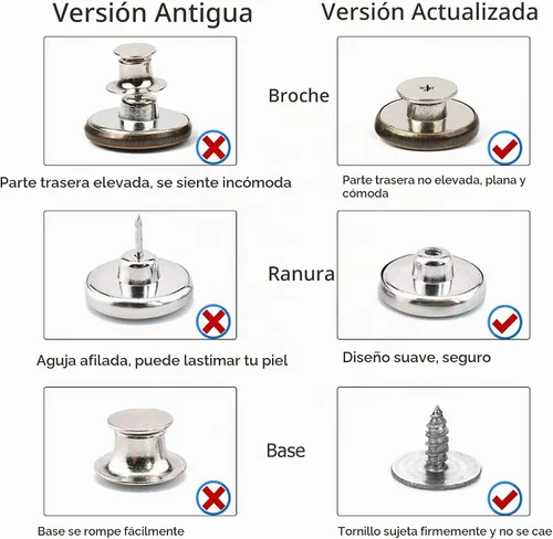 Vista 3 de Arokimi Reemplazo de botones de jeans, botones instantáneos sin coser para pantalones con herramienta, 0.669 in Metálico