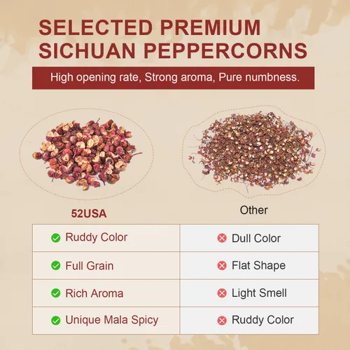 Vista 5 de 52USA Pimienta Sichuan, granos de pimienta Szechuan (4 onzas), auténtica pimienta roja Szechuan, menos semillas, sabor fuerte, granos de pimienta