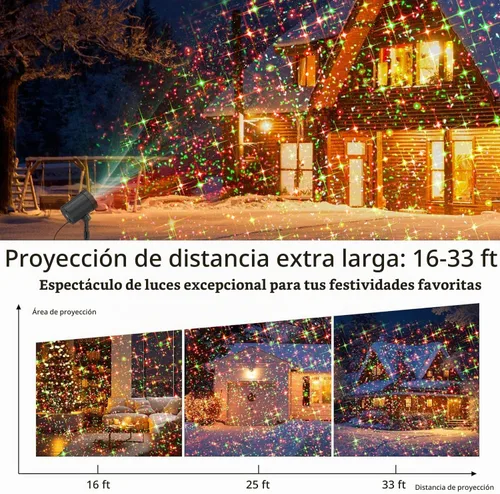 Vista 3 de Proyector de luces de Navidad para exteriores, luz de proyección de estrellas rojas y verdes de BLOFUN con 3 modos de iluminación, control remoto
