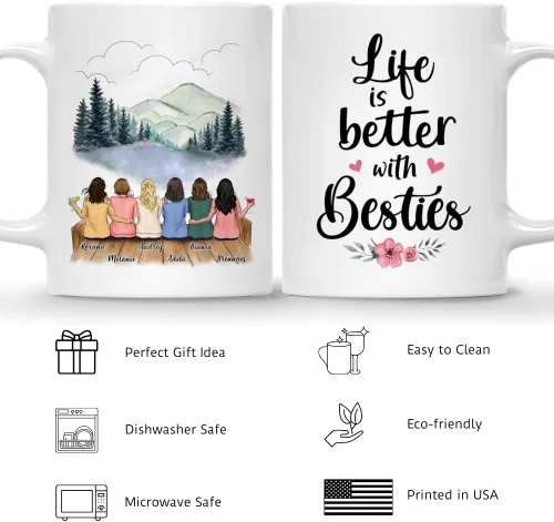 Vista 4 de Gossby Taza de café personalizada para mejor amiga, regalo personalizado para mejor amiga con diseño, nombre, Navidad, cumpleaños, regalo de amistad
