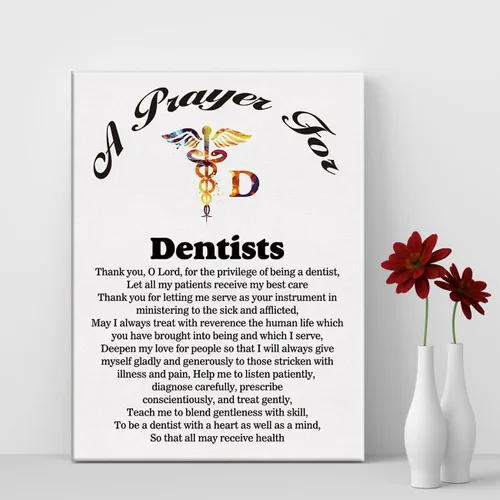 Vista 4 de LEXSIVO Lienzo de oración de un dentista para decoración de pared para el hogar, pintura de regalo para dentistas, 11.5 x 15 pulgadas, póster