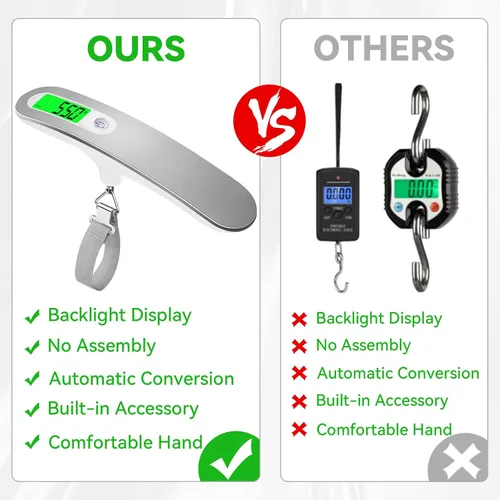 Vista 3 de Báscula de peso de equipaje de 110 libras, báscula digital de alta precisión, báscula portátil con gozkglb accesorios de viaje, báscula de equipaje