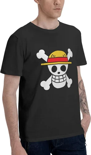 Vista 2 de Camisa de anime de una pieza básica de manga corta para hombre, cuello redondo, a la moda, S-6XL