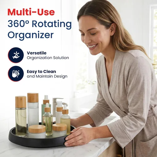 Vista 6 de Oizeir Lazy Susan de 10 pulgadas (juego de 4) – Plataforma giratoria antideslizante para gabinete para maximizar el almacenamiento y simplificar