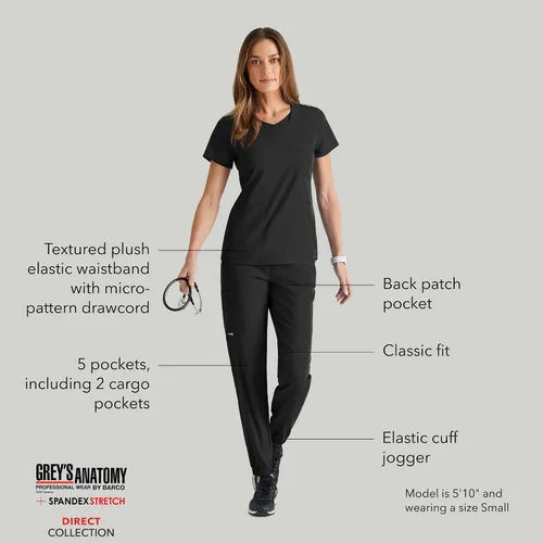 Vista 4 de BARCO Grey's Anatomy - Pantalones deportivos elásticos de elastano para mujer, cintura elástica, estilo yoga