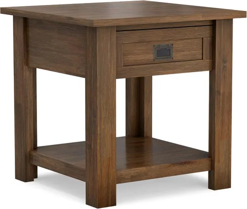 Vista 7 de SIMPLIHOME Monroe - Mesa auxiliar de madera de acacia maciza de 22 pulgadas de ancho en color marrón ceniza envejecido, mesa decorativa rústica