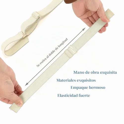 Vista 5 de Correas ajustables para pelucas y hacer pelucas, bandas elásticas ajustables (beige, 1 pulgada x 10 unidades)