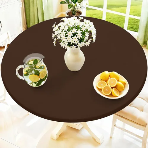 Vista 33 de Moosfor Mantel redondo de elastano, elástico ajustable impermeable para mesas de 18 a 24 pulgadas, mantel de picnic elástico lavable para Azul