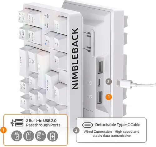 Vista 4 de LTC NB681 Nimbleback - Teclado mecánico con cable al 65%, retroiluminado RGB ultracompacto de 68 teclas para juegos con interruptor intercambiable