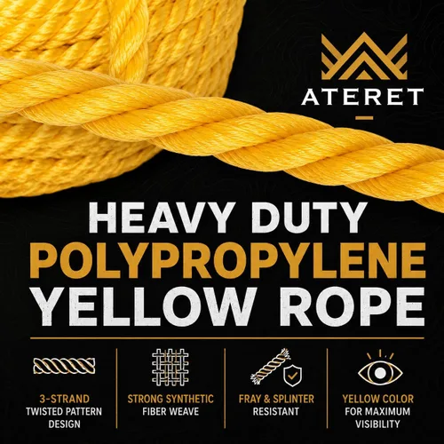 Vista 22 de ATERET Cuerda de Polipropileno Trenzada de 3 Hebras Color Tostado Monofilamento I 1-1/2" x 20 Pies I 19,350 lbs. Resistencia a la Tracción I Cordón