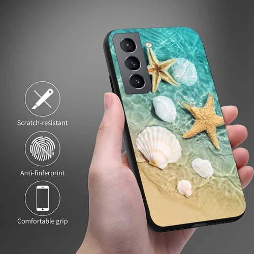 Vista 3 de Funda compatible con Samsung Galaxy S21 Plus, diseño de estrella de mar de playa, conchas de mar, delgada, suave, TPU a prueba de golpes