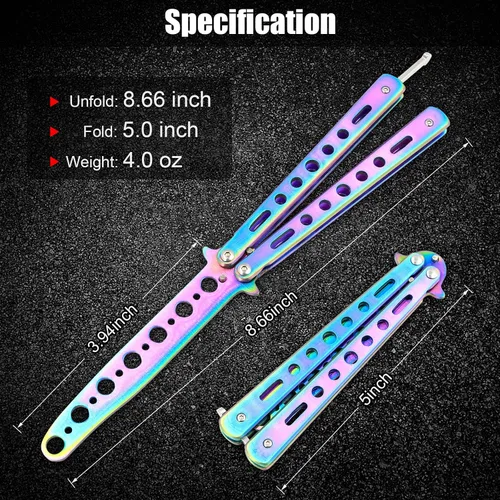 Vista 2 de MORDEN MS Herramienta de entrenamiento de dedos de práctica, herramienta Balisong plegable de metal de acero con pestillo para entrenar y practicar