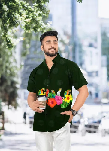 Vista 4 de LA LEELA Men's Hawaiian Shirts Short Sleeve Button Down St Patrick's Day Shirts for Men Beach Vacation Tropical Summer Shirt