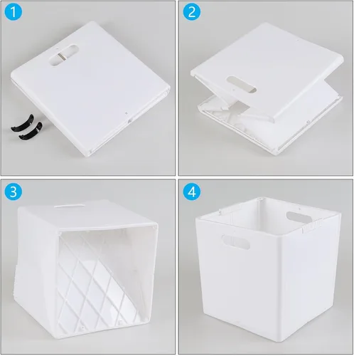 Vista 4 de Paquete de 4 cubos de almacenamiento de plástico plegables