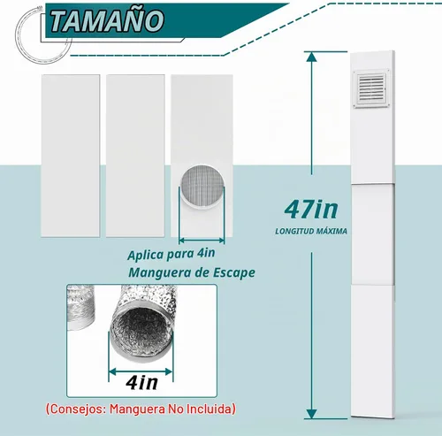 Vista 2 de Daisypower Kit de ventana de ventilación para secadora, kit de ventilación de ventana ajustable de 4 pulgadas con cubierta de ventilación