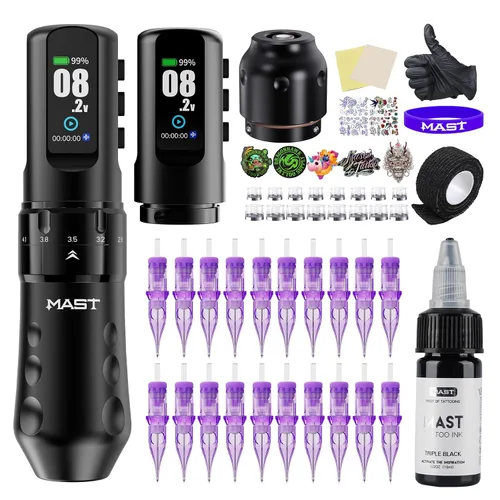 Vista 10 de Mast Tattoo Flip4 Pro - Kit de máquina de tatuaje inalámbrica Pistola de Negro