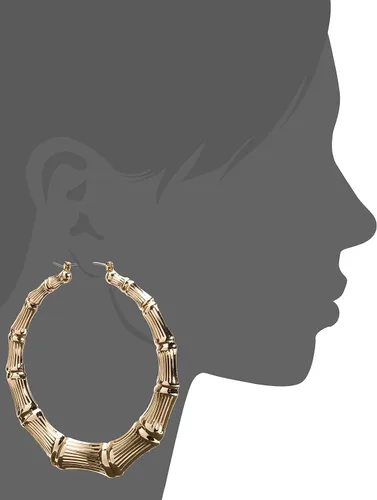 Vista 3 de Guess Pendientes de aro de bambú para mujer, color dorado, talla única, Metal