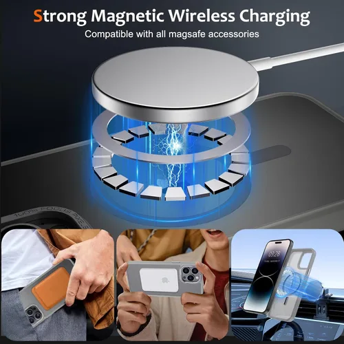 Vista 191 de Anuck - Funda magnética para iPhone 11 compatible con MagSafe, carcasa trasera mate translúcida dura, borde de TPU, delgada, resistente a impactos