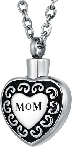 Vista 21 de Collar de urna conmemorativa de acero inoxidable para cenizas con texto en inglés "Dad in Heart", Acero inoxidable