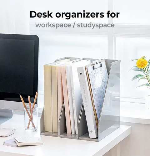 Vista 5 de carrotez Portaarchivos de revista con frente abierto, estante de plástico para revistas, organizadores verticales de archivos para escritorio