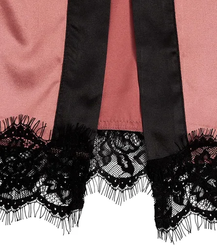 Vista 5 de Verdusa Conjunto de pijama de satén para mujer, 3 piezas, pantalones de encaje floral con bata