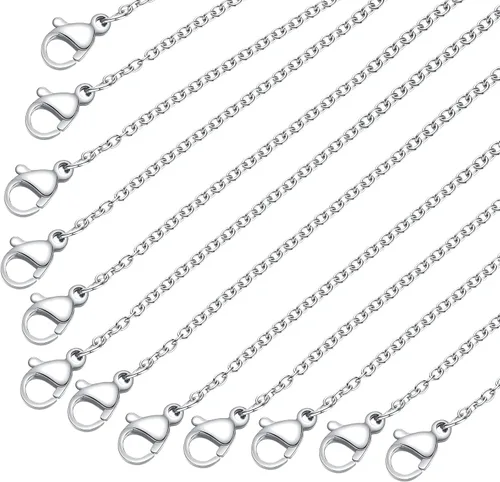 Vista 6 de Cadena de acero inoxidable para fabricación de joyas: cadenas de collar LUCKYPADS a granel de 0.059 in chapadas en oro, cadenas finas chapadas