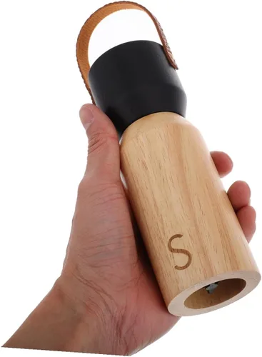 Vista 4 de Wooden Pepper Grinder Manual Salt Shaker 6-inch Rustic Spice Mill with Black Lid for Home Kitchen Cooking and Camping Use