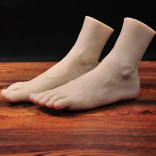 Vista 4 de Pies de silicona, 1 par de maniquí masculino de silicona, pie de silicona con pantalla de hueso, sandalia para zapatos, calcetín, exhibición, arte