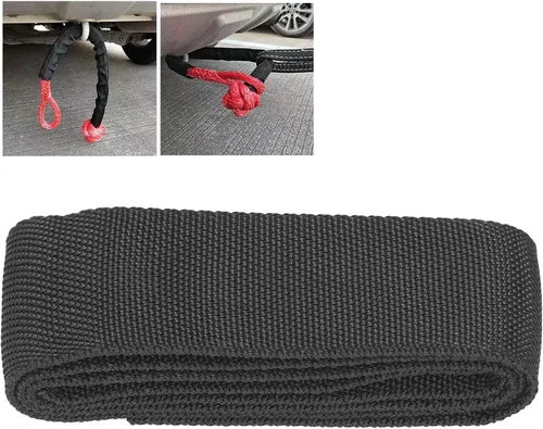 Vista 3 de Fydun - Protector de cuerda de cabrestante de poliéster, funda protectora de cuerda de cabrestante negro, universal para línea de cable de 2.0 in