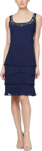 Vista 3 de S.L. Fashions Vestido tipo chaqueta con lentejuelas escalonadas adornadas para mujer (pequeño y regular), Púrpura