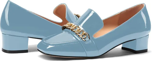 Vista 6 de MODENCOCO Zapatos de tacón bajo y grueso para mujer, con punta cuadrada, de 1.5 pulgadas